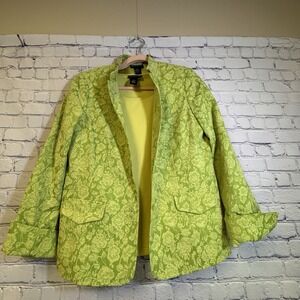 Dialogue Floral Jacket & Shirt set  Women's Size S Green‎ Button Front  Lined